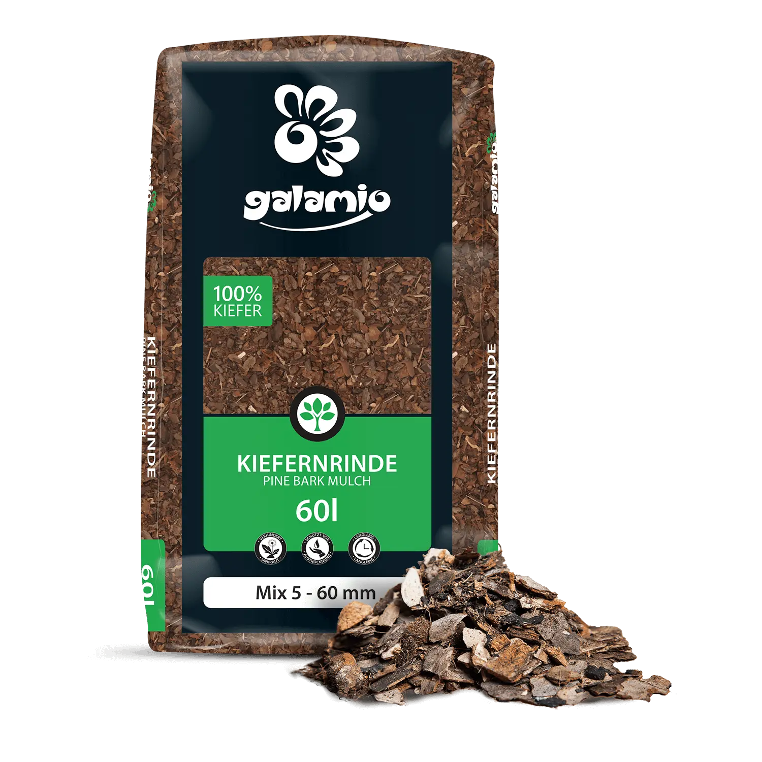 GALAMIO Rindenmulch Kiefer Mix 5–60 mm 60 l