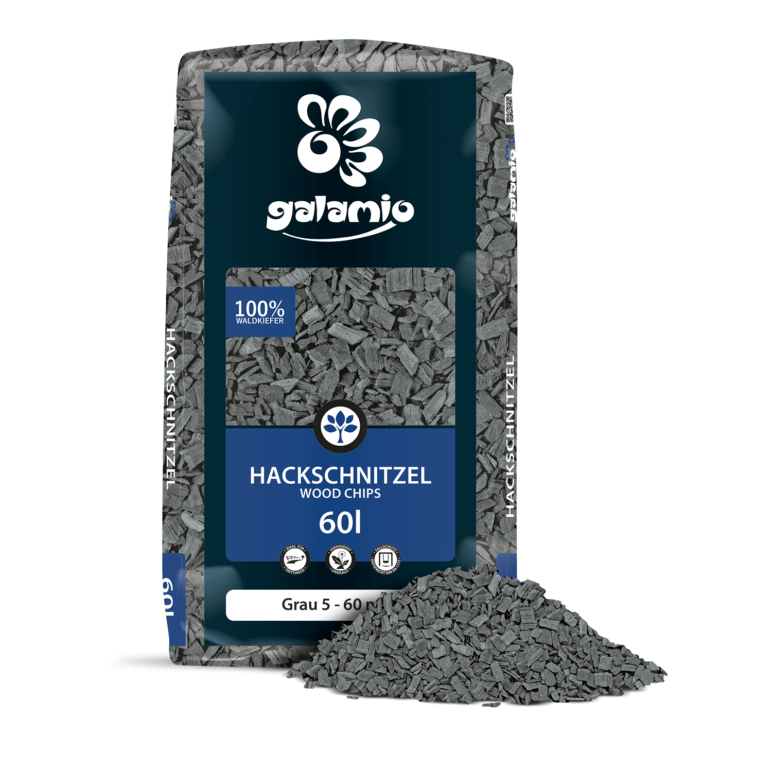 GALAMIO Holzhackschnitzel Grau 5–60 mm 60 l