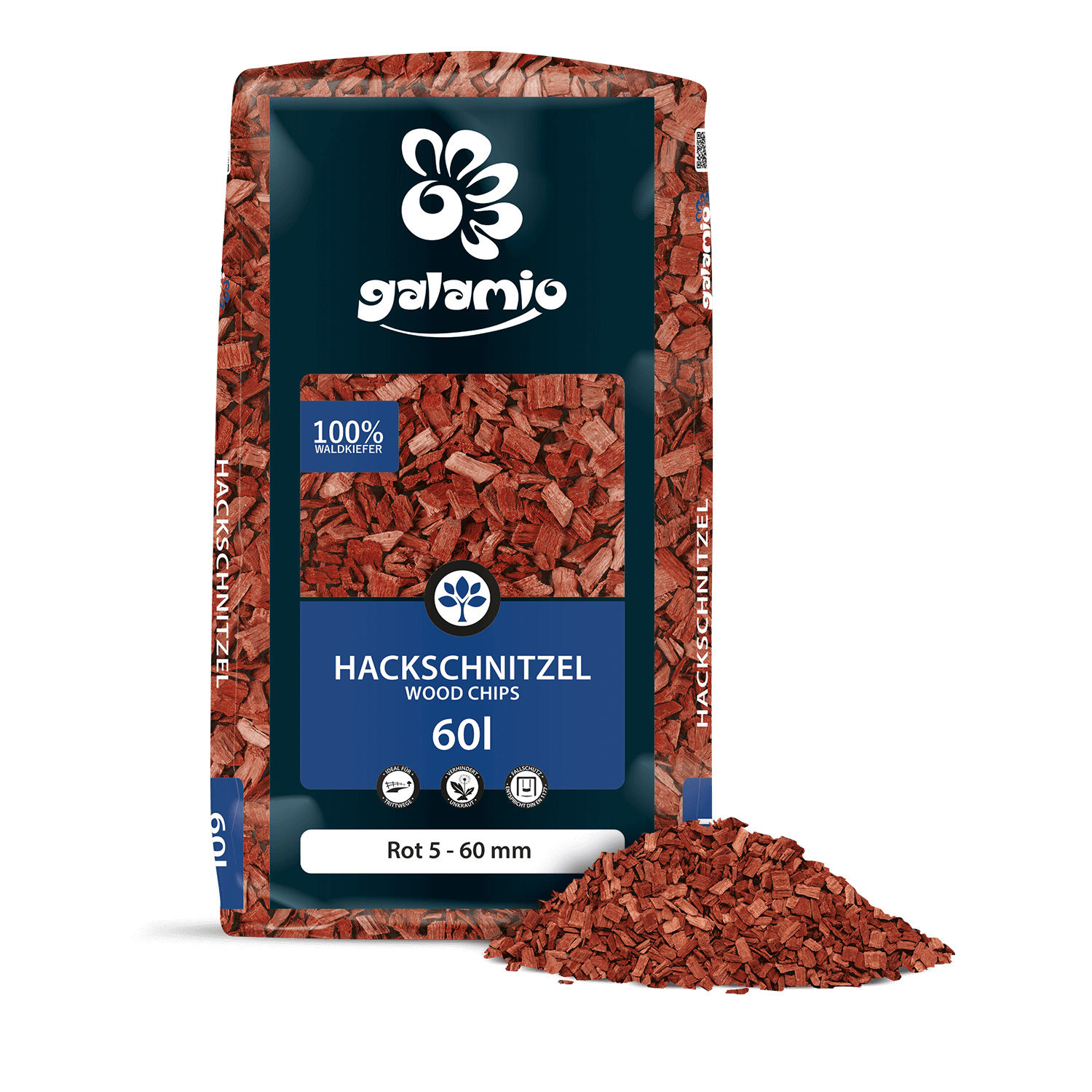 GALAMIO Holzhackschnitzel Rot 5–60 mm 60 l