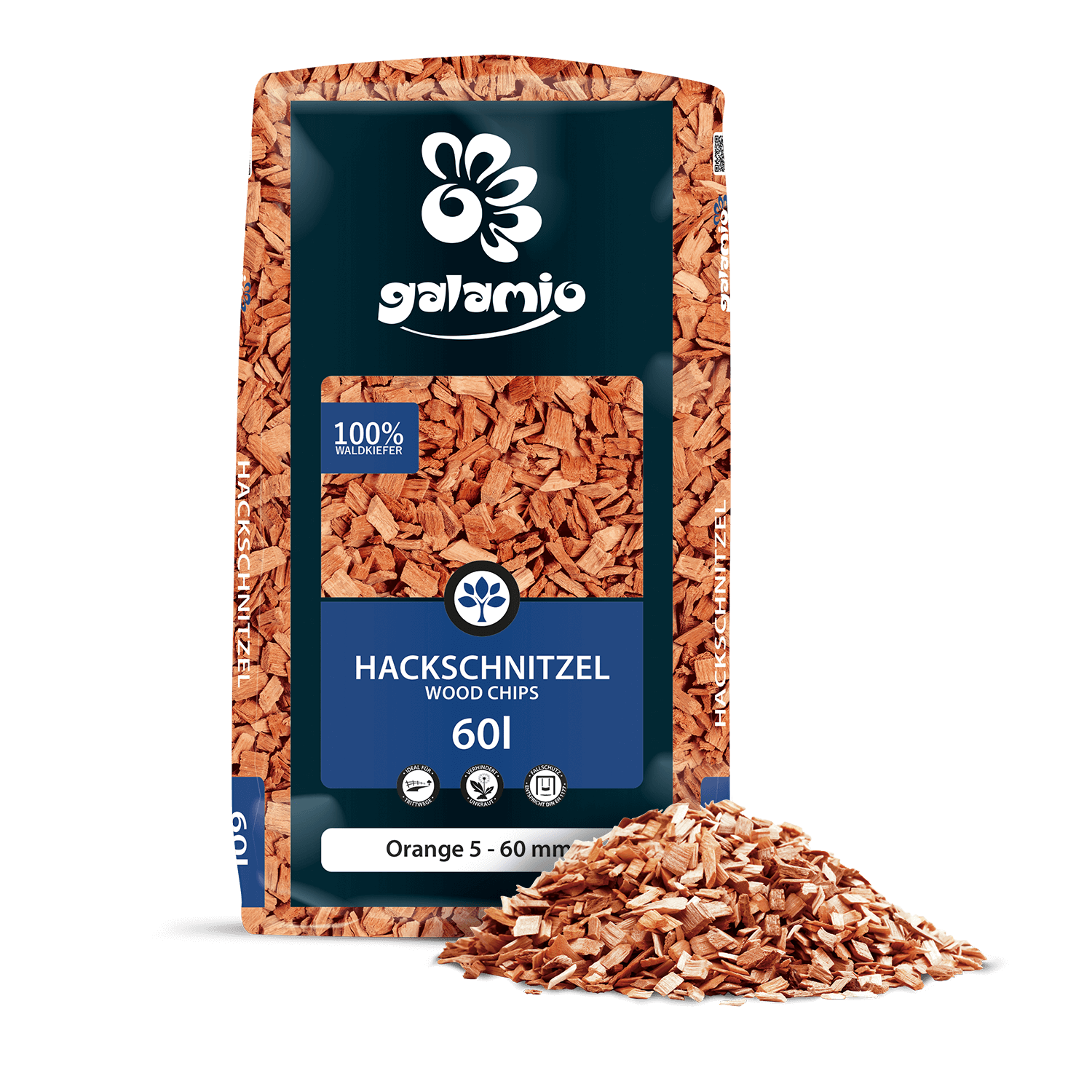 GALAMIO Holzhackschnitzel Orange 5–60 mm 60 l