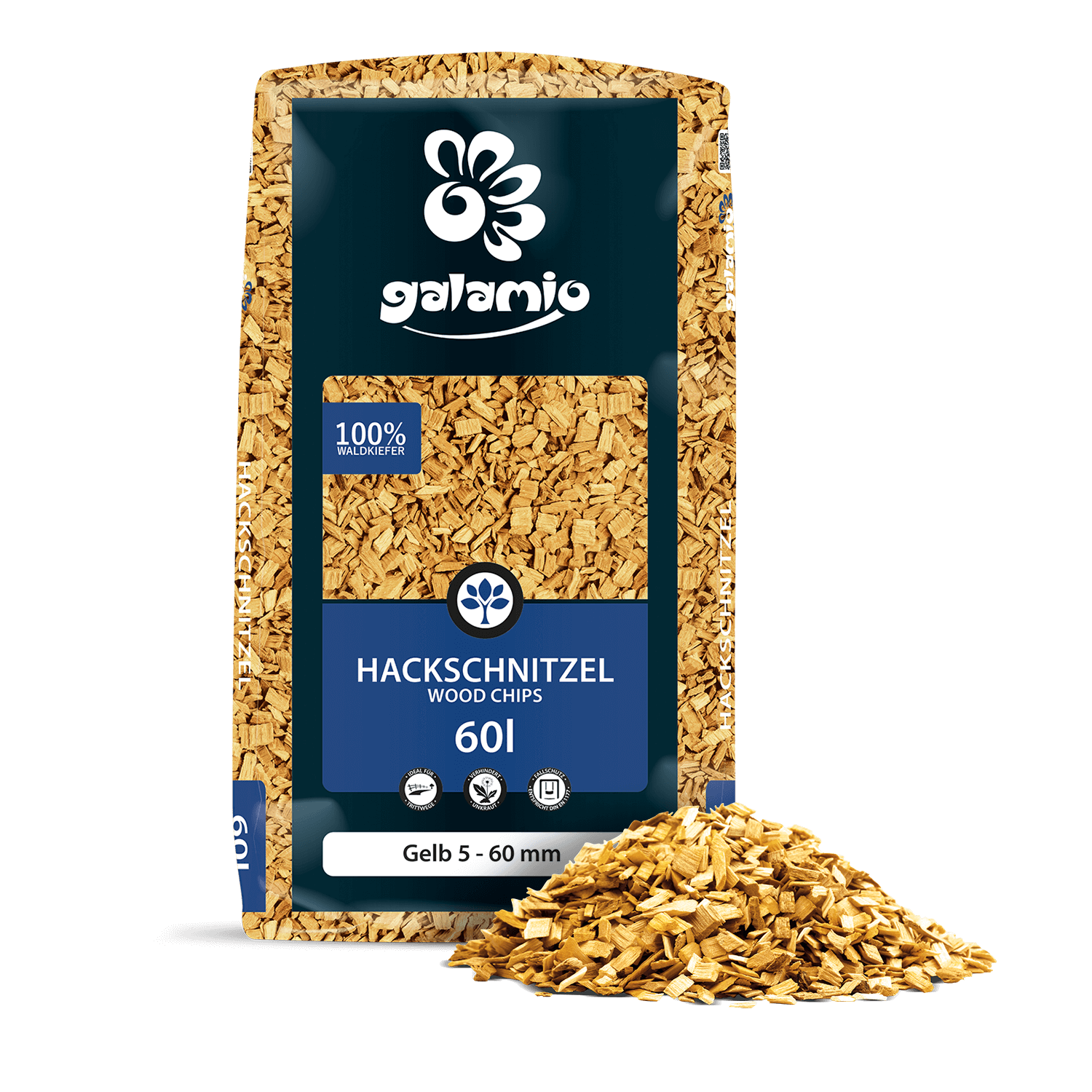 GALAMIO Holzhackschnitzel Gelb 5–60 mm 60 l