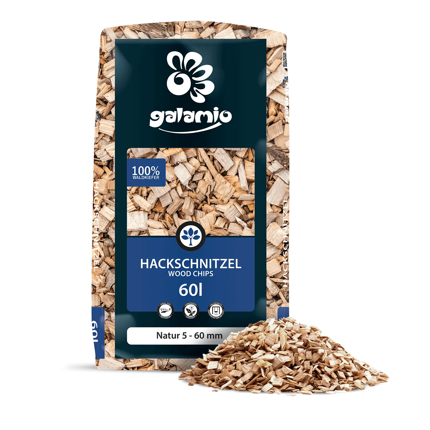 GALAMIO Holzhackschnitzel Natur 5–60 mm 60 l